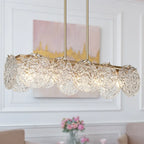 Modern Glam 5-Light Gold Chandelier Rectangle Island Light for Dining Room - 33  L x 9  W x 7.5  H