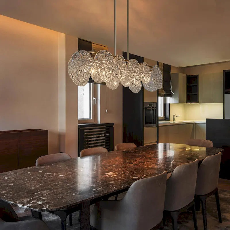 Lustre rectangulaire moderne et glamour à 5 lumières doré, idéal pour îlot de salle à manger - 33 cm L x 9 cm l x 7,5 cm H