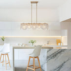 Lustre rectangulaire moderne et glamour à 5 lumières doré, idéal pour îlot de salle à manger - 33 cm L x 9 cm l x 7,5 cm H