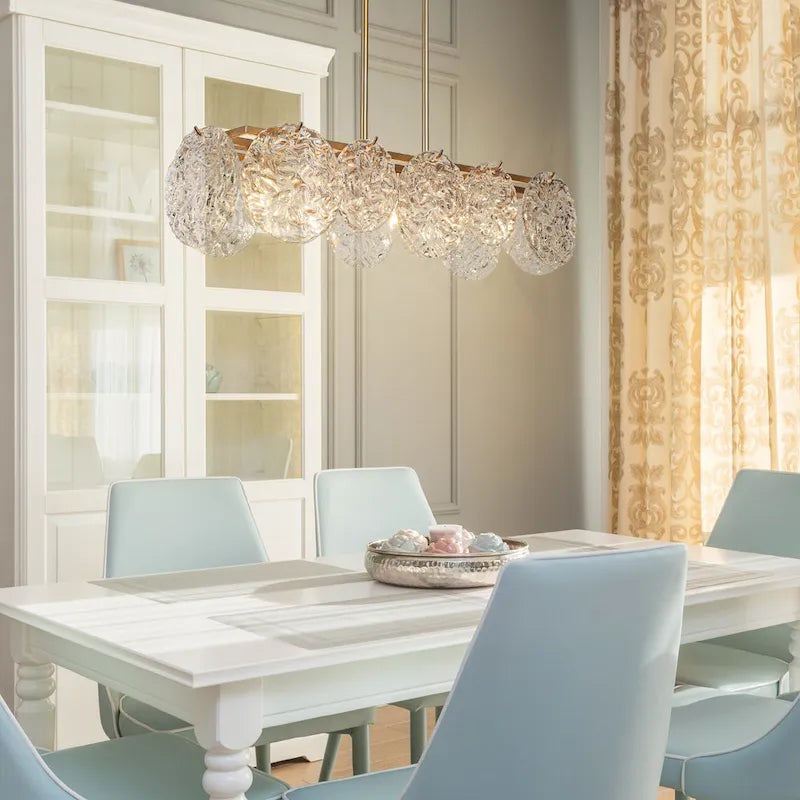 Lustre rectangulaire moderne et glamour à 5 lumières doré, idéal pour îlot de salle à manger - 33 cm L x 9 cm l x 7,5 cm H