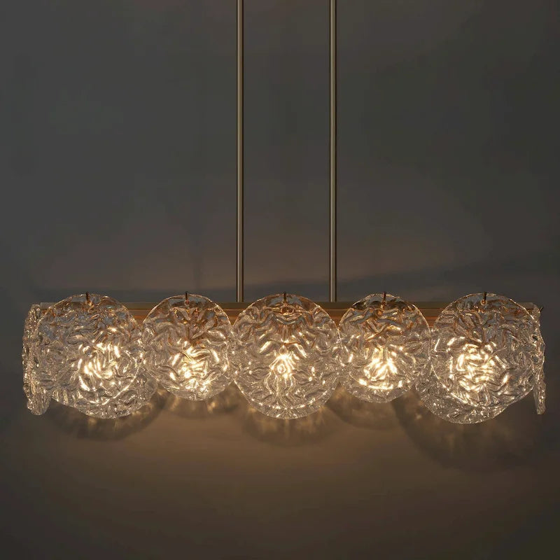 Lustre rectangulaire moderne et glamour à 5 lumières doré, idéal pour îlot de salle à manger - 33 cm L x 9 cm l x 7,5 cm H