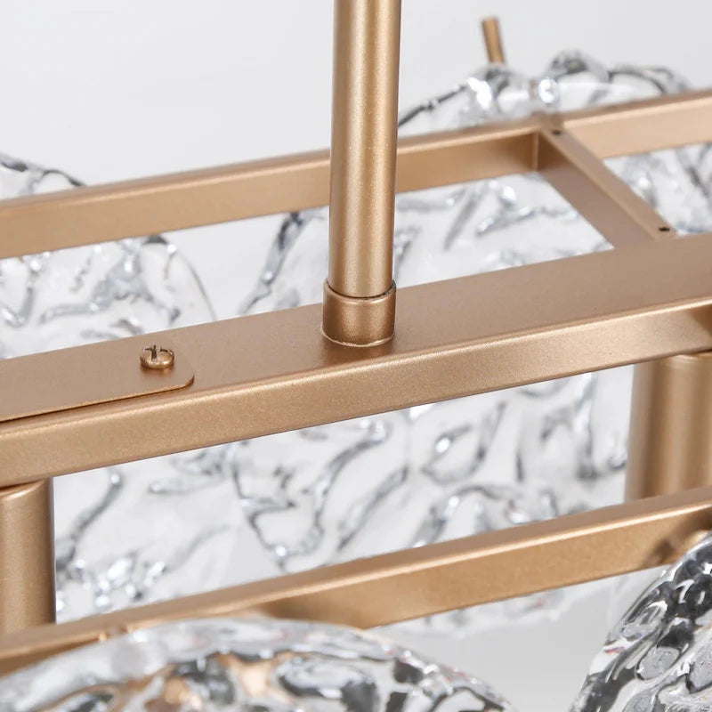 Lustre rectangulaire moderne et glamour à 5 lumières doré, idéal pour îlot de salle à manger - 33 cm L x 9 cm l x 7,5 cm H