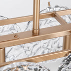 Lustre rectangulaire moderne et glamour à 5 lumières doré, idéal pour îlot de salle à manger - 33 cm L x 9 cm l x 7,5 cm H