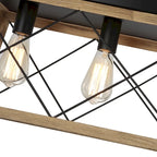Lustre suspendu rectangulaire rustique à 5 lumières en métal pour îlot central