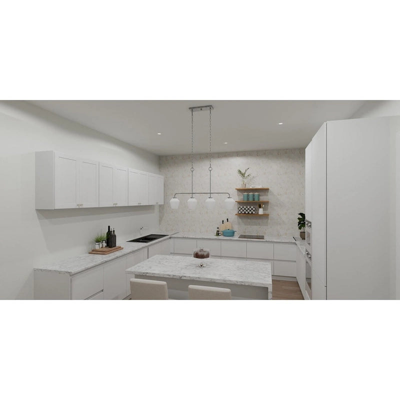 Luminaire îlot Nielson à 4 lumières en nickel brossé