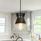 1-Light Modern Black Gold Pendant Lighting Clear Glass Bowl Kitchen Island light for Dining Room - 6.5 x6.5 x6.5 