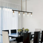 Alva Modern 5-Light Black Gold Chandelier Glass Linear Island Lights for Dining Room - 36  L x 3  W x 8  H