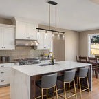 Lustre moderne Alva à 5 lumières, noir et or, style linéaire, en verre, pour îlot de salle à manger - 91,4 cm (L) x 7,6 cm (l) x 20,3 cm (H)