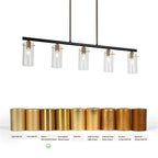 Lustre moderne Alva à 5 lumières, noir et or, style linéaire, en verre, pour îlot de salle à manger - 91,4 cm (L) x 7,6 cm (l) x 20,3 cm (H)