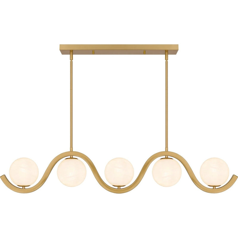 Applique murale sphérique à 5 lumières en laiton vieilli pour îlot central