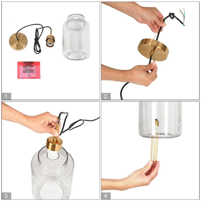 Suspension moderne cylindrique à une lumière en verre gris ondulé pour îlot de cuisine ou salle à manger - 16,5 cm de diamètre x 37 cm de hauteur