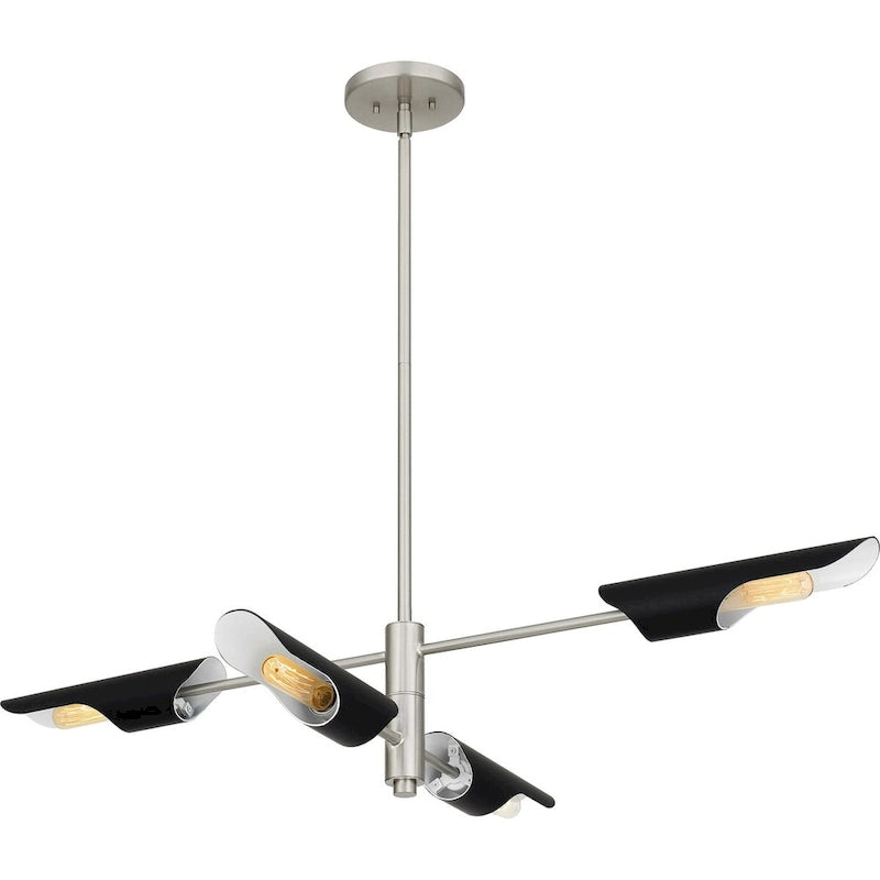 Luminaire îlot Leoni à 4 lumières en nickel brossé