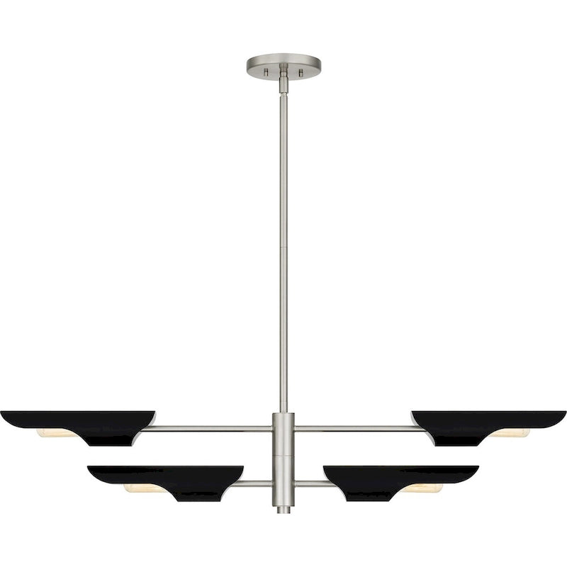 Luminaire îlot Leoni à 4 lumières en nickel brossé