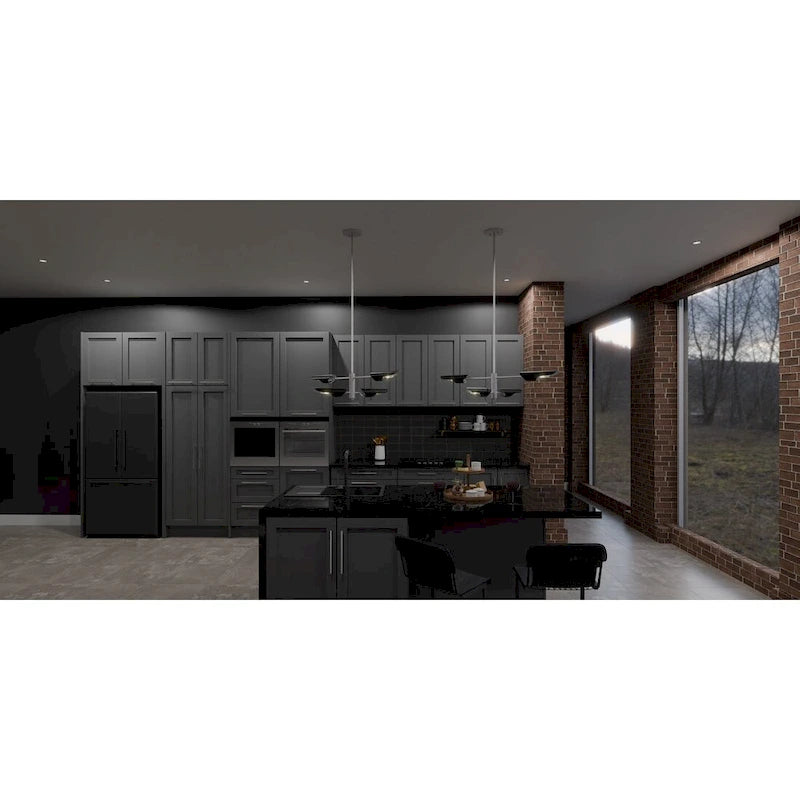 Luminaire îlot Leoni à 4 lumières en nickel brossé