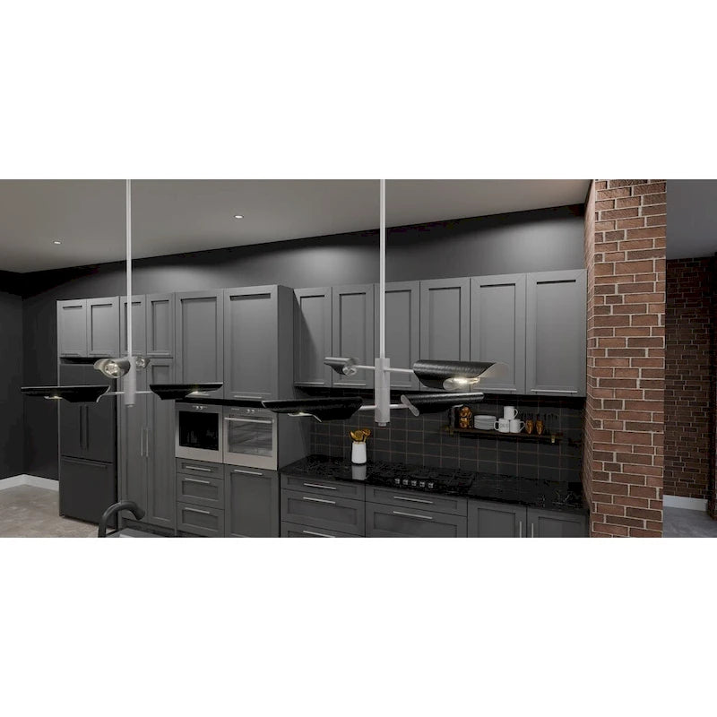 Luminaire îlot Leoni à 4 lumières en nickel brossé