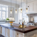 Modern Black Gold Cylindrical 1-Light Seeded Glass Kitchen Lighting Pendant Lights Dining Room for Kitchen Island