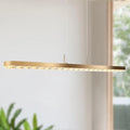 Modern Glam 1-Light LED Integrated Gold Crystal Chandelier Linear Island Pendant Lighting for Dining Room