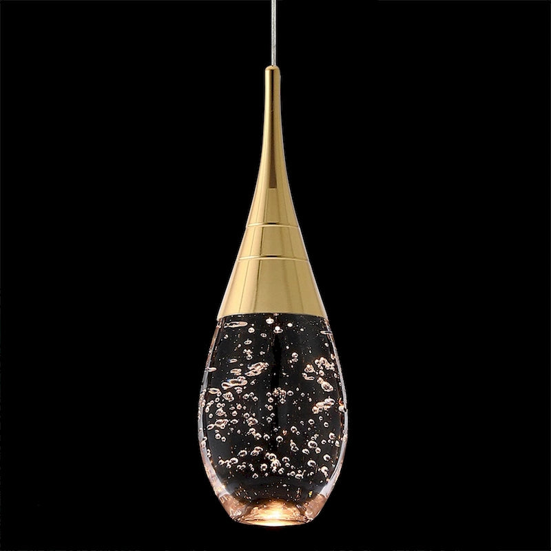 Suspension moderne dorée à 1 lumière en cristal à intensité variable