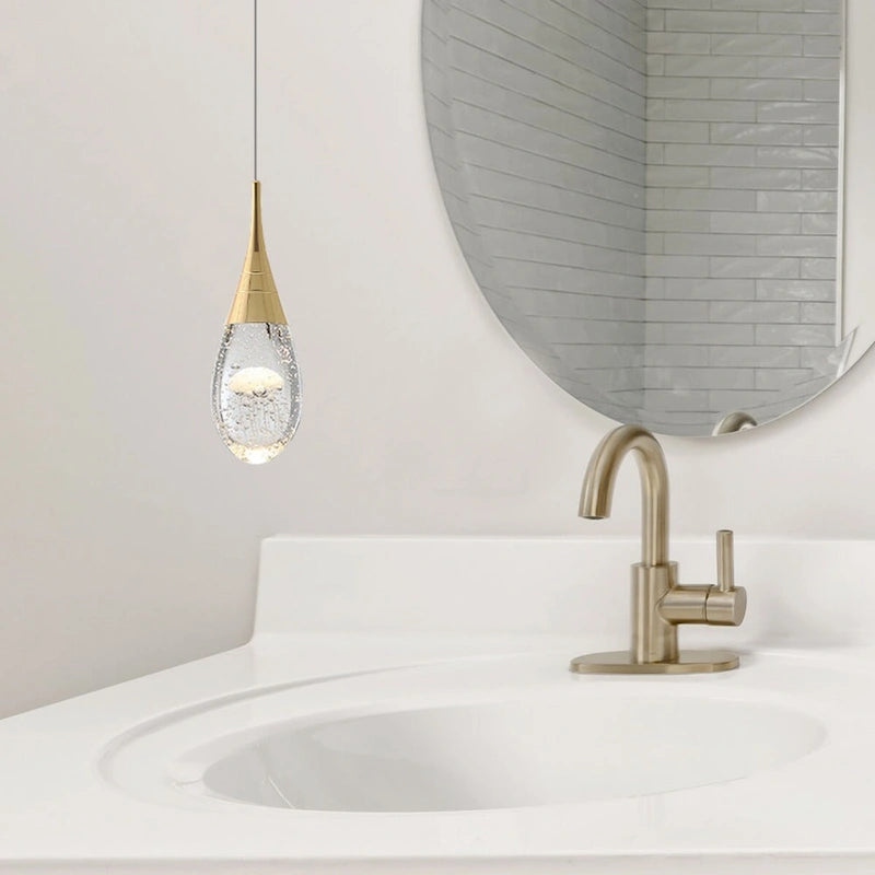 Suspension moderne dorée à 1 lumière en cristal à intensité variable