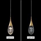 Suspension moderne dorée à 1 lumière en cristal à intensité variable