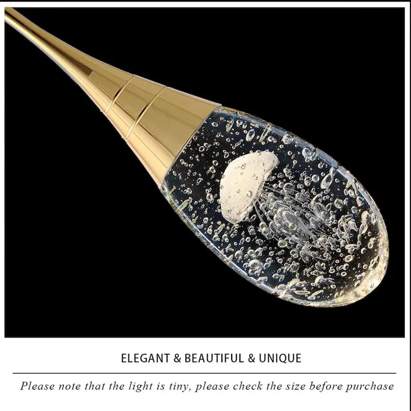 Suspension moderne dorée à 1 lumière en cristal à intensité variable