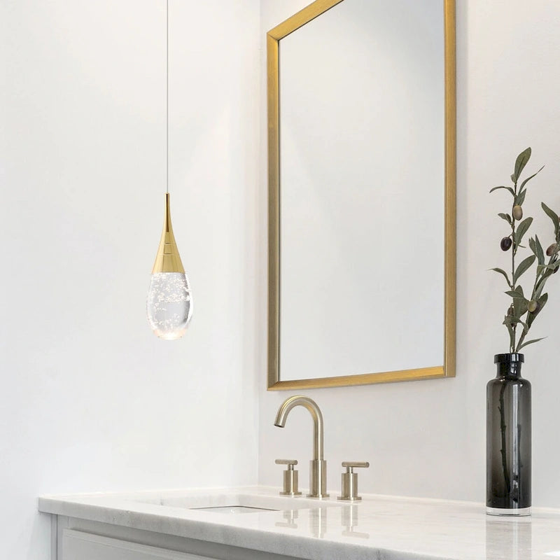 Suspension moderne dorée à 1 lumière en cristal à intensité variable