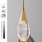 Suspension moderne dorée à 1 lumière en cristal à intensité variable