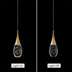 Suspension moderne dorée à 1 lumière en cristal à intensité variable