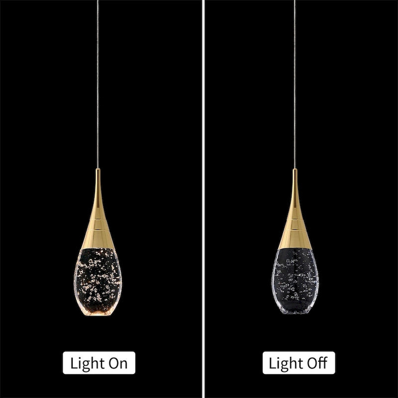 Suspension moderne dorée à 1 lumière en cristal à intensité variable