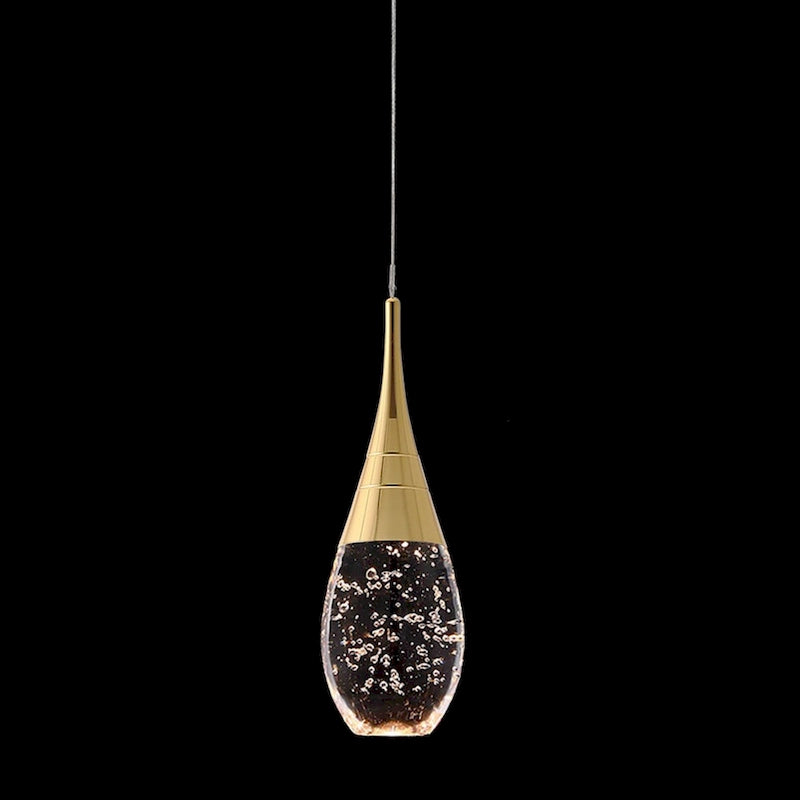Suspension moderne dorée à 1 lumière en cristal à intensité variable