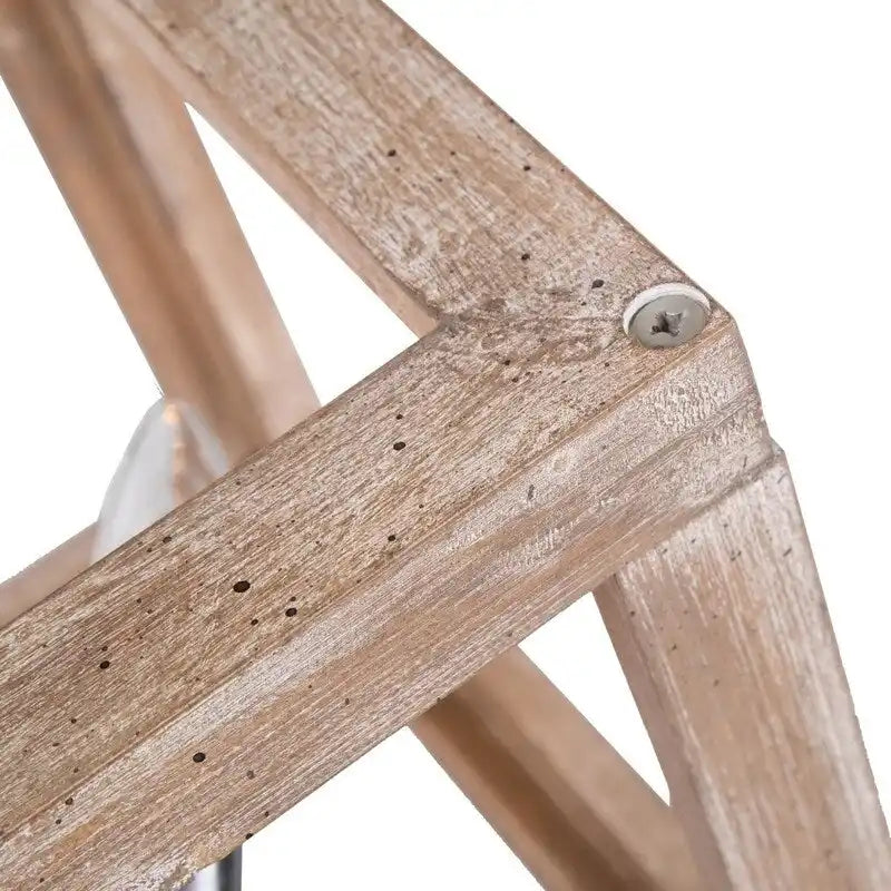 Lustre Loby Farmhouse en bois massif, suspension rustique géométrique à 4 lumières - D15,5 x H18