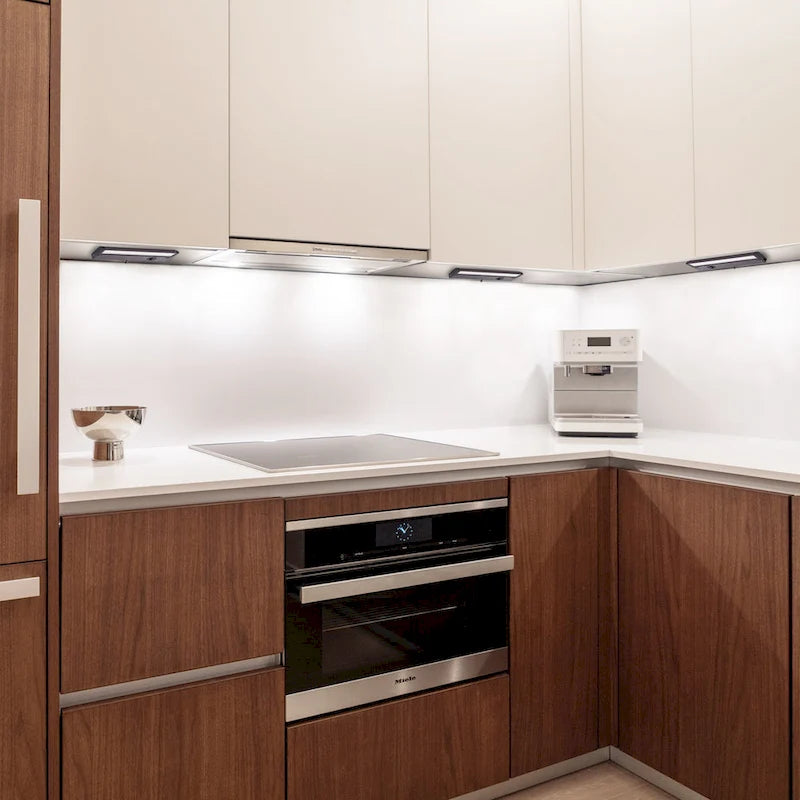 Lot de 4 spots LED intégrés pour sous-meuble, couleur bronze, intensité réglable (3000K/3500K/4000K).