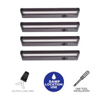 Lot de 4 spots LED intégrés pour sous-meuble, couleur bronze, intensité réglable (3000K/3500K/4000K).