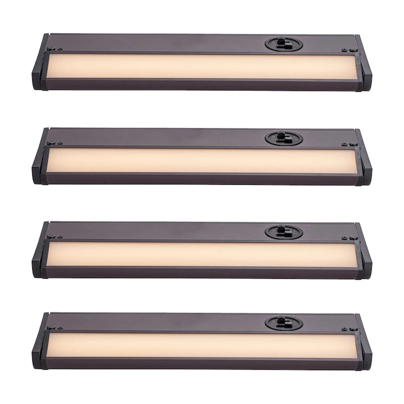 Lot de 4 spots LED intégrés pour sous-meuble, couleur bronze, intensité réglable (3000K/3500K/4000K).