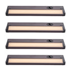 Lot de 4 spots LED intégrés pour sous-meuble, couleur bronze, intensité réglable (3000K/3500K/4000K).