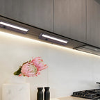 Lot de 4 spots LED intégrés pour sous-meuble, couleur bronze, intensité réglable (3000K/3500K/4000K).