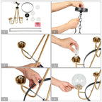 Lustre moderne de style ferme à 5 lumières, noir et or, en forme de roue, suspension idéale pour la salle à manger - 56 cm de diamètre x 55 cm de hauteur