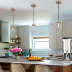 Modern 1-Light Gold Glass Pendant Light Dimmable Island Lighting for Dining Room - 6  D x 9  H