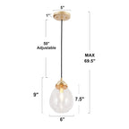 Suspension moderne en verre doré à une lumière, intensité variable, pour îlot de salle à manger - 15 cm de diamètre x 23 cm de hauteur