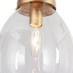 Suspension moderne en verre doré à une lumière, intensité variable, pour îlot de salle à manger - 15 cm de diamètre x 23 cm de hauteur