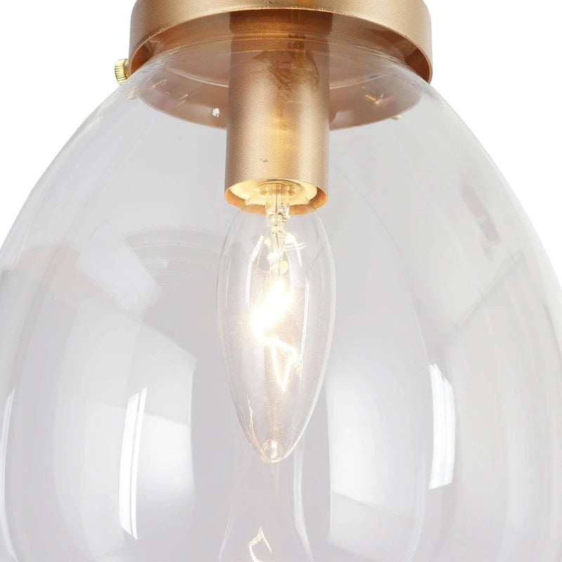 Suspension moderne en verre doré à une lumière, intensité variable, pour îlot de salle à manger - 15 cm de diamètre x 23 cm de hauteur