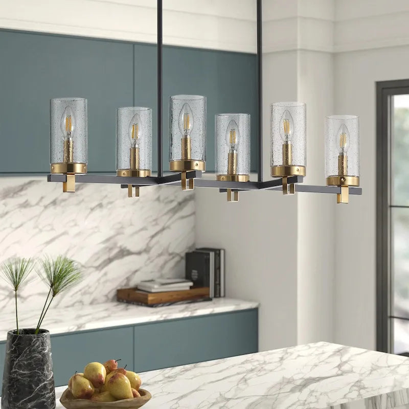 Applique murale créative en verre à 6 lumières pour îlot de cuisine réglable - 31,9 cm P 11,8 cm L 72 cm H (réglable)