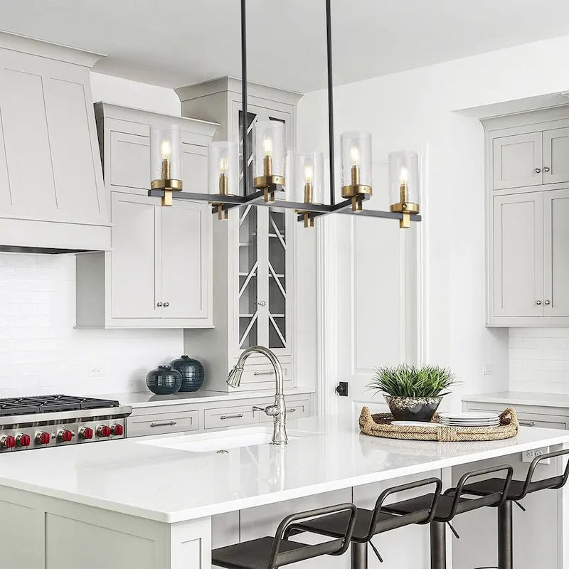 Applique murale créative en verre à 6 lumières pour îlot de cuisine réglable - 31,9 cm P 11,8 cm L 72 cm H (réglable)