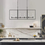 Applique murale de style ferme à 6 lumières avec cadre en métal pour îlot de cuisine - 48,5 cm de profondeur x 16,2 cm de largeur x 86,6 cm de hauteur (réglable)