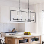 Applique murale de style ferme à 6 lumières avec cadre en métal pour îlot de cuisine - 48,5 cm de profondeur x 16,2 cm de largeur x 86,6 cm de hauteur (réglable)