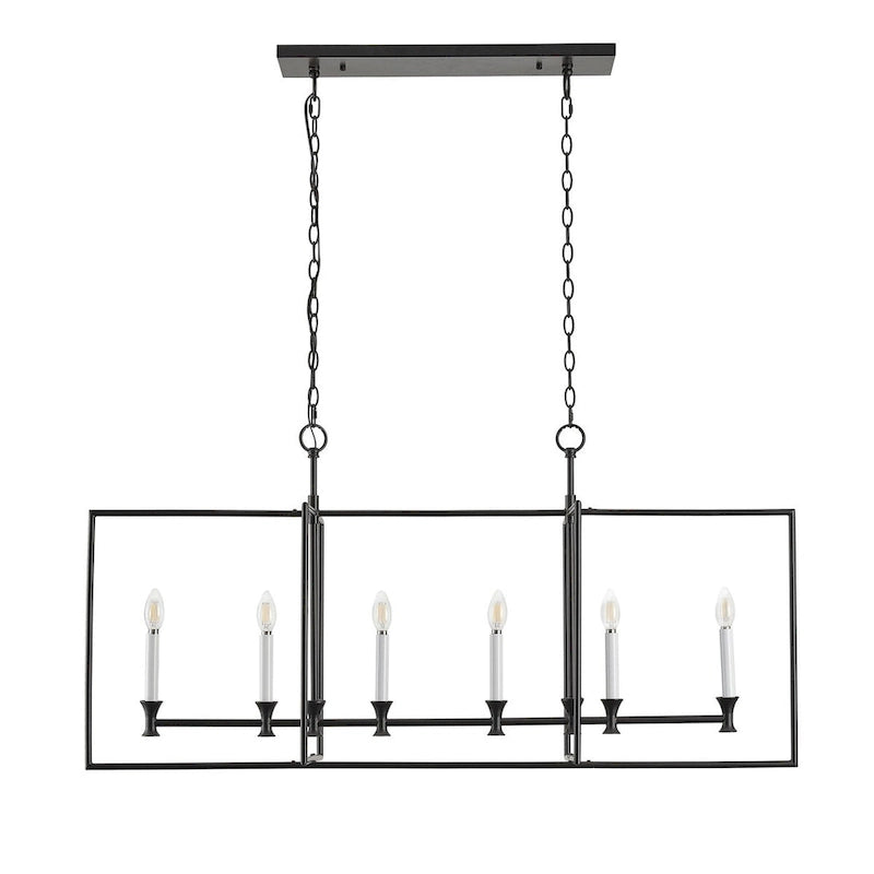 Applique murale de style ferme à 6 lumières avec cadre en métal pour îlot de cuisine - 48,5 cm de profondeur x 16,2 cm de largeur x 86,6 cm de hauteur (réglable)