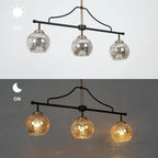 Lustre linéaire moderne et glamour à 3 ou 6 lumières, noir et or, suspension pour îlot de cuisine avec verre mercurisé