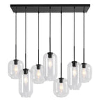 Suspension linéaire à 7 lumières avec abat-jour en verre - Style moderne du milieu du siècle