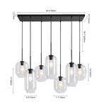Suspension linéaire à 7 lumières avec abat-jour en verre - Style moderne du milieu du siècle