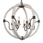 Lustre Loby Farmhouse à 4 lumières, grand globe en bois massif, luminaire traditionnel pour salle à manger